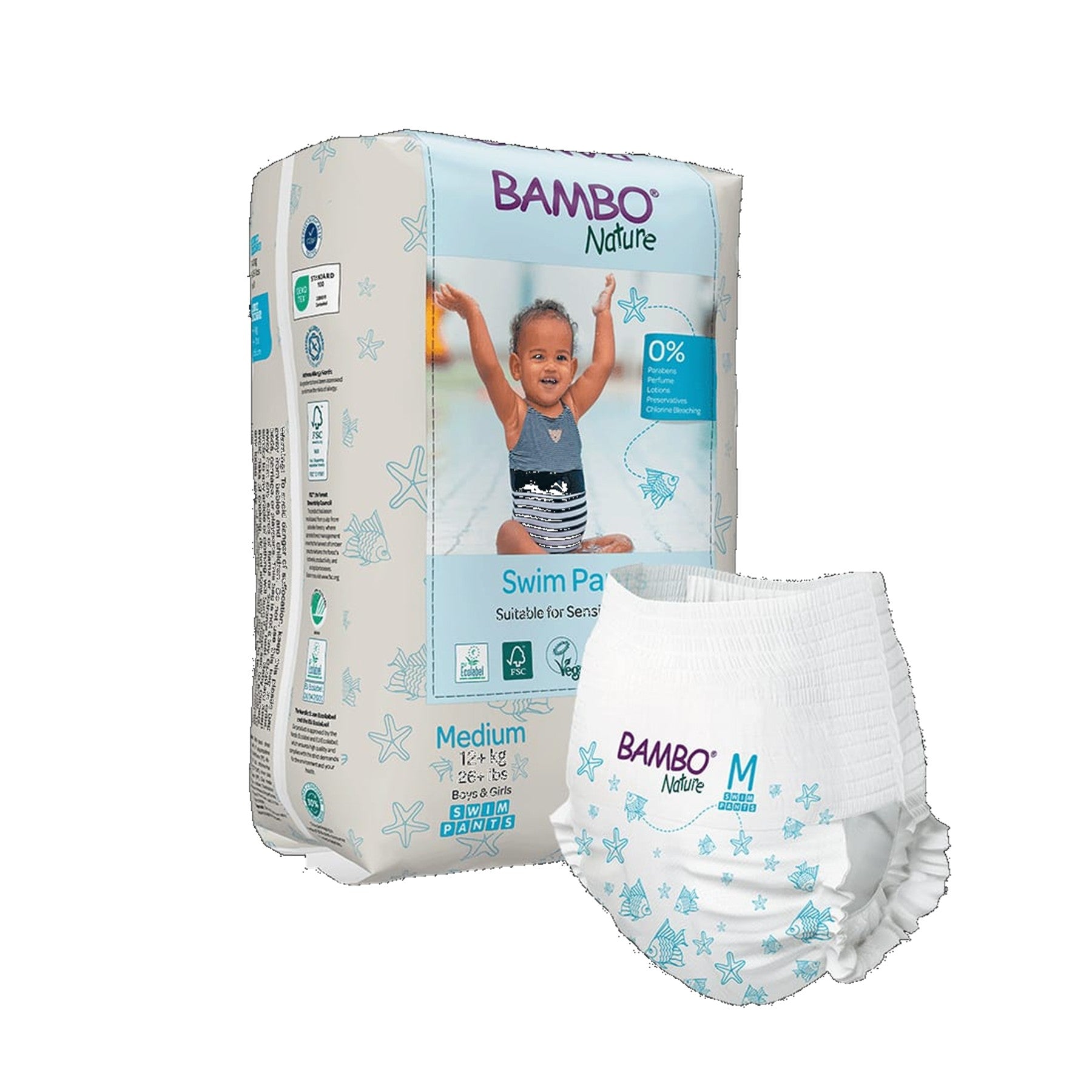 תחתוני שחייה לתינוק, סדרת "במבו נייצ'ר" מידה מדיום , מכיל 12 יחידות בחבילה